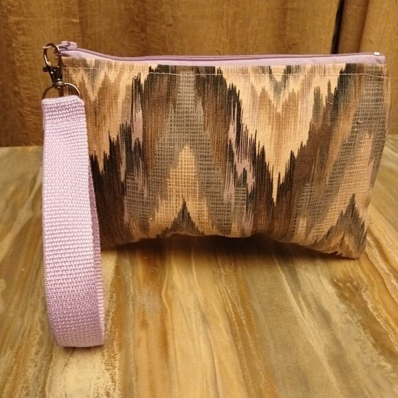 New Zippy Hanging Canvas Wristlet Clutch Pouch Make-up Bag Chevron Pastel Floral - Picture 2 of 16